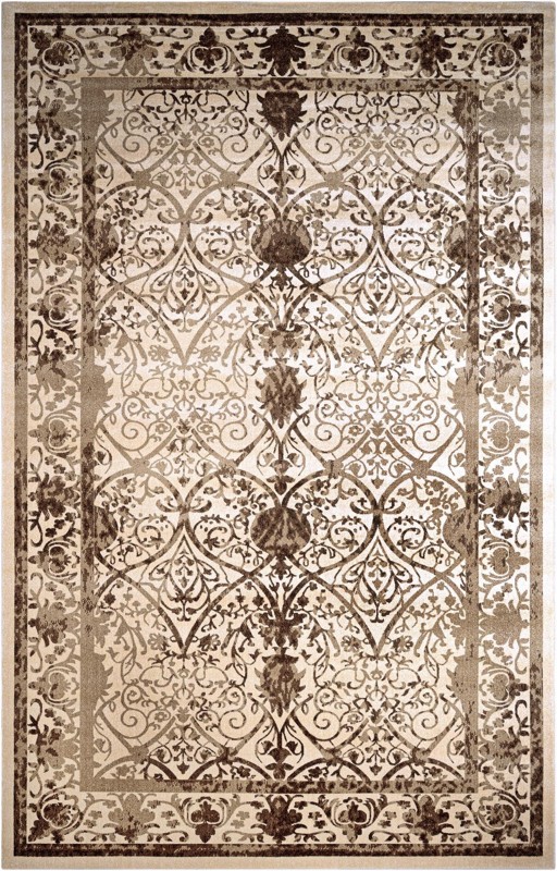 Capshaw · Distressed trellis rug, beige and brown