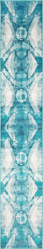 3' 3 x 19' 8 Blakemore · Abstract medallion rug, turquoise and ivory