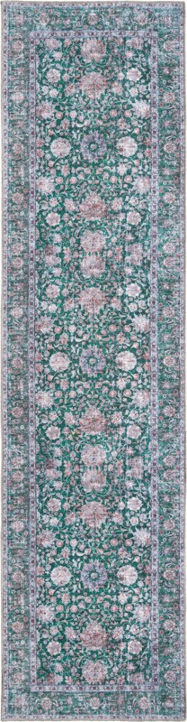 2' 7 x 10' Bertie · Floral rug, emerald and ivory