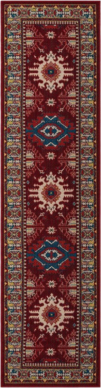 2' 7 x 10' Waxwing · Border Outdoor Rug, red