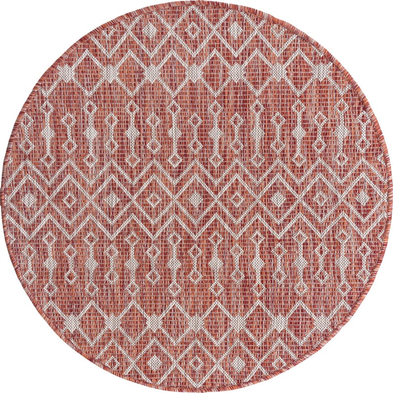 3' x 3' Kearney · Chevron Outdoor Rug, rustred