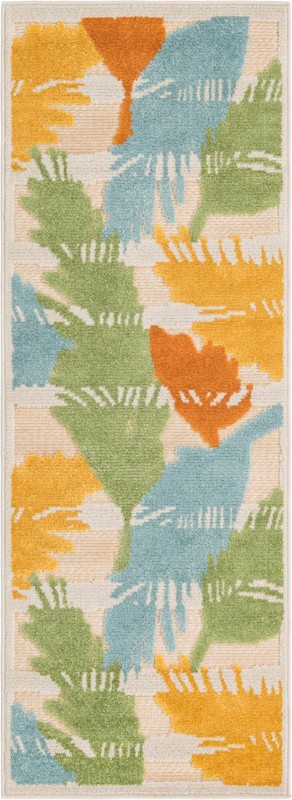 Fargo · Tropical leaf Outdoor Rug, multicolour on beige