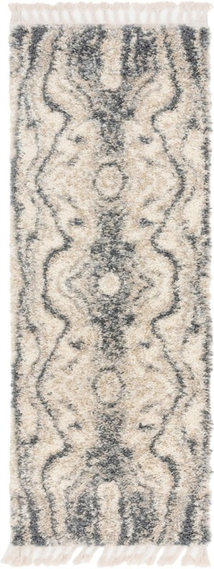2' 2 x 6' Helena · Abstract Shag Rug, ivory and gray