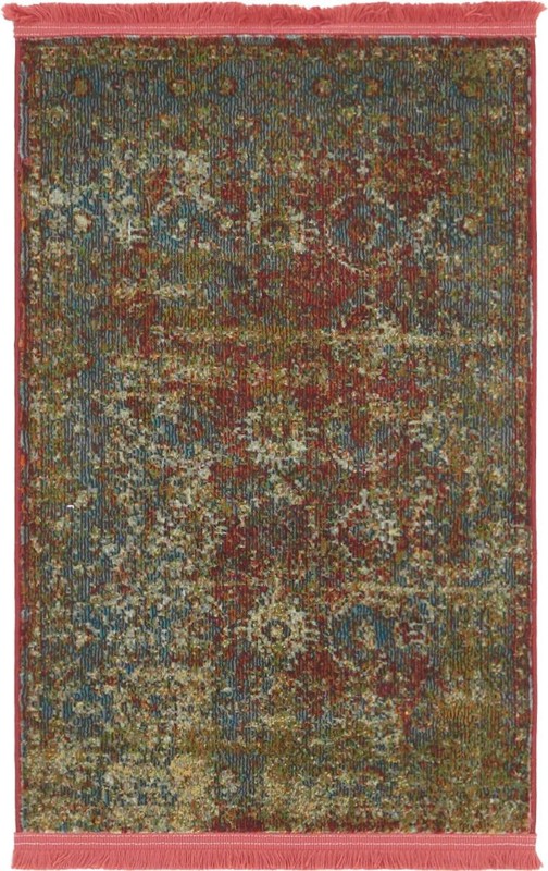 2' 2 x 3' Paley · Distressed traditional rug, red and multi