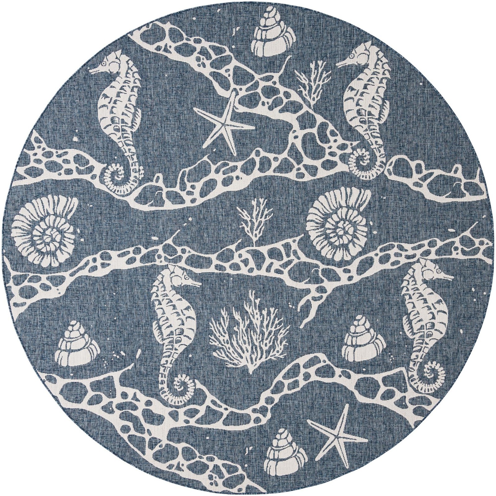 10' x 10' Daly · Coastal Outdoor Rug, navy and ivory