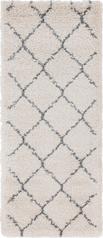 2' 7 x 6' Jameson · Diamond trellis Shag Rug, ivory and gray