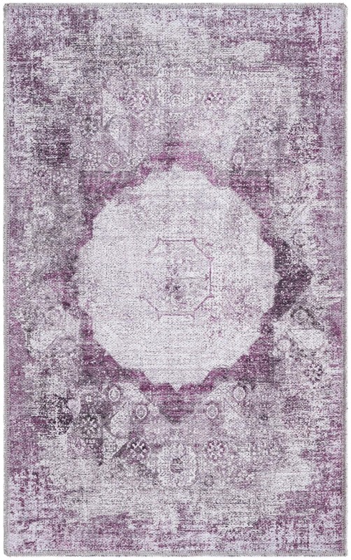 2' x 3' Fallowfield · Distressed medallion Washable Rug, pink and ivory