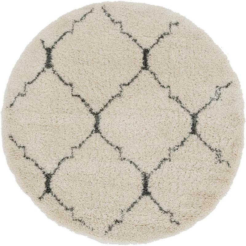 Jameson · Diamond trellis Shag Rug, ivory and gray