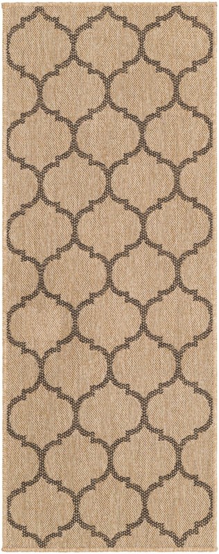 2' x 5' 3 Flora · Lattice rug, natural and brown