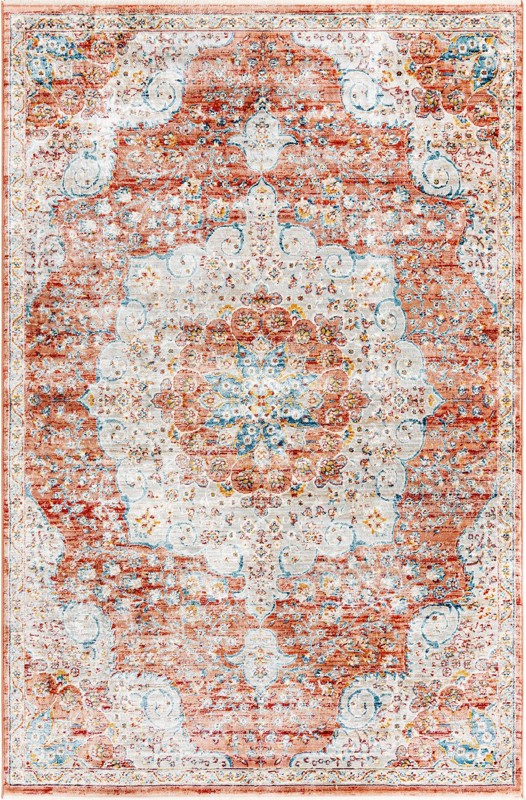 5' 3 x 8' Stanford · Border rug, red