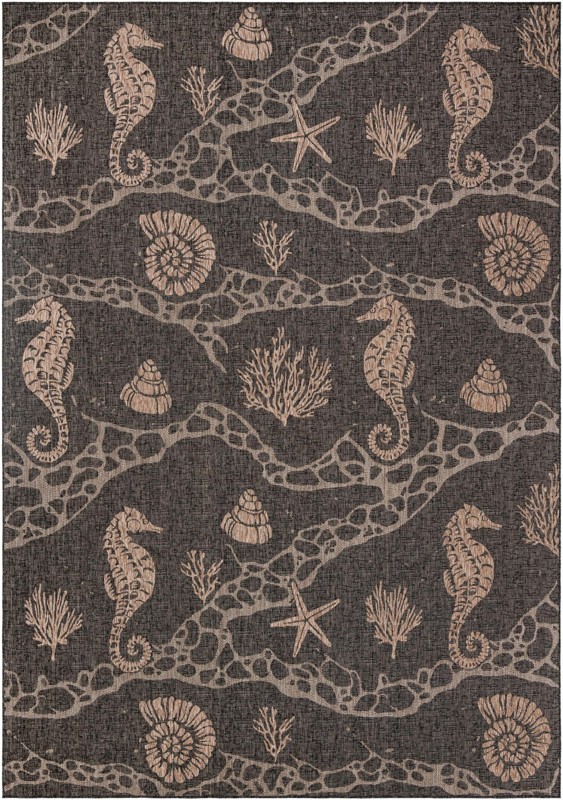 10' x 14' Daly · Coastal Outdoor Rug, black and beige