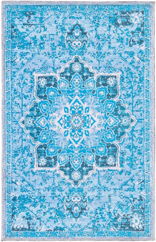 2' x 3' Rideout · Medallion Washable Rug, aqua and navy