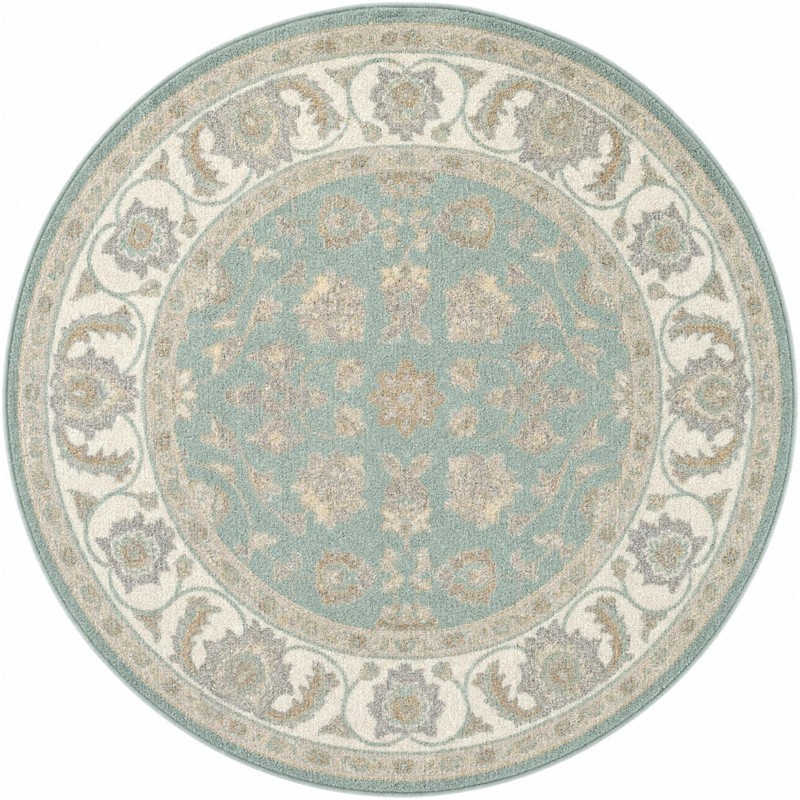 6' x 6' Aspen · Border rug, aqua