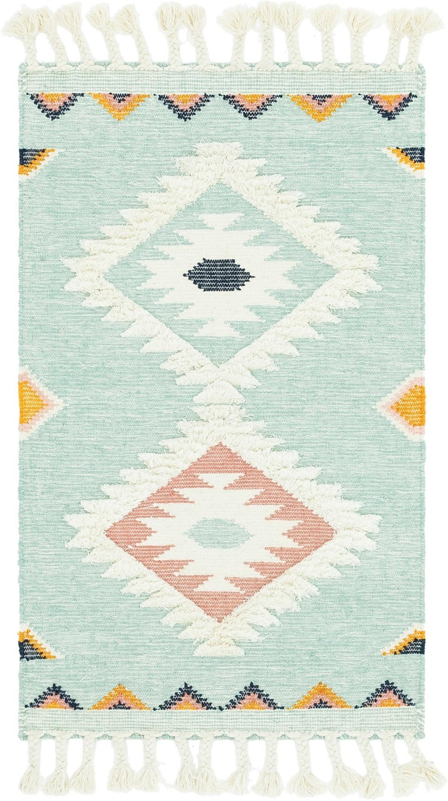 3' 3 x 5' 1 Amaranth · Border Wool Rug, aquamarine