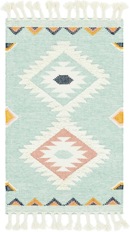 3' 3 x 5' 1 Amaranth · Border Wool Rug, aquamarine