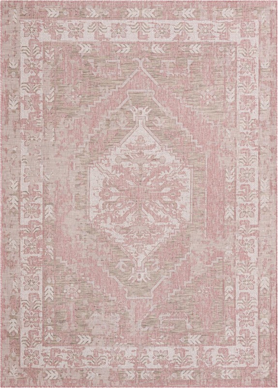 7' 10 x 11' Wylie · Border Outdoor Rug, pink