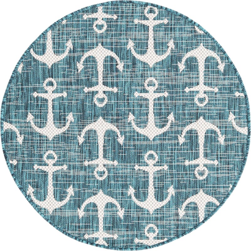 3' x 3' Millbrook · Pictoral Outdoor Rug, teal