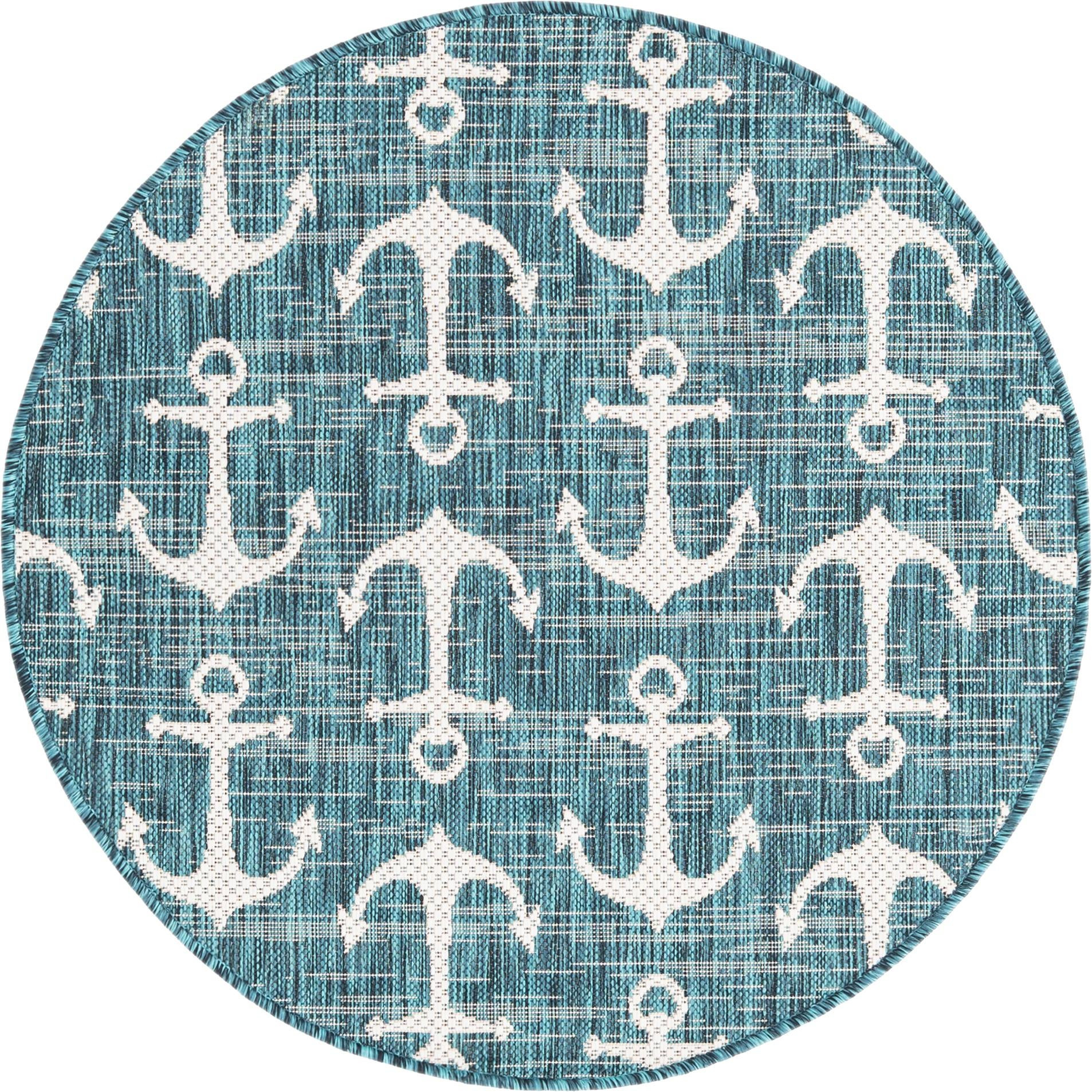 3' x 3' Millbrook · Pictoral Outdoor Rug, teal