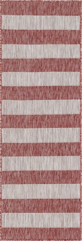 Dahlia · Striped Outdoor Rug, rustred