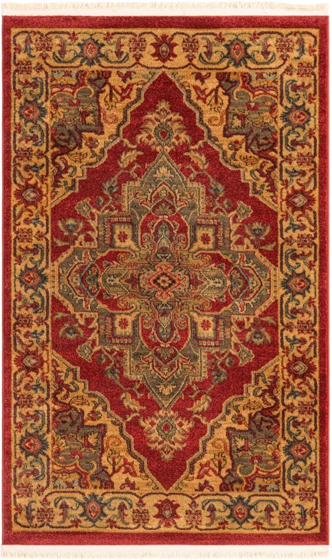 3' x 5' 3 Lathrop · Medallion rug, red and brown