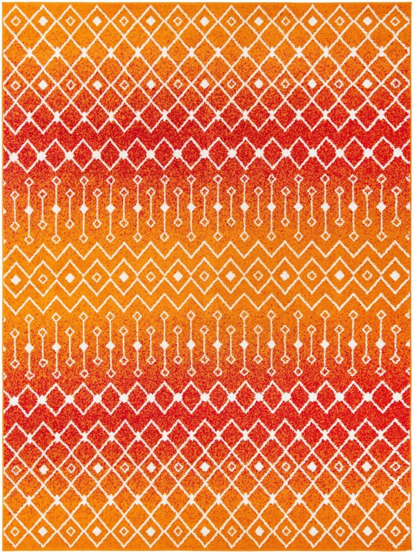 9' x 12' Boswell · Geometric diamond rug, orange and ivory