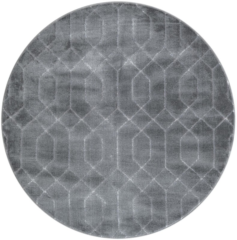 5' 3 x 5' 3 Cowley · Geometric trellis rug, gray and silver