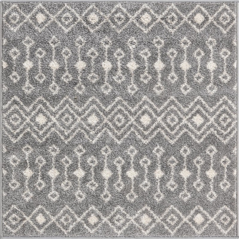 3' x 3' Boswell · Geometric rug, gray and ivory