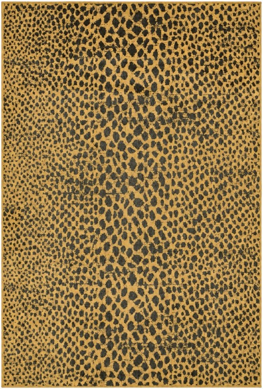 4' x 6' Eureka · Animal print Washable Rug, black and gold