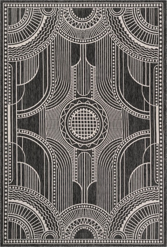 Brough · Border Outdoor Rug, black and white