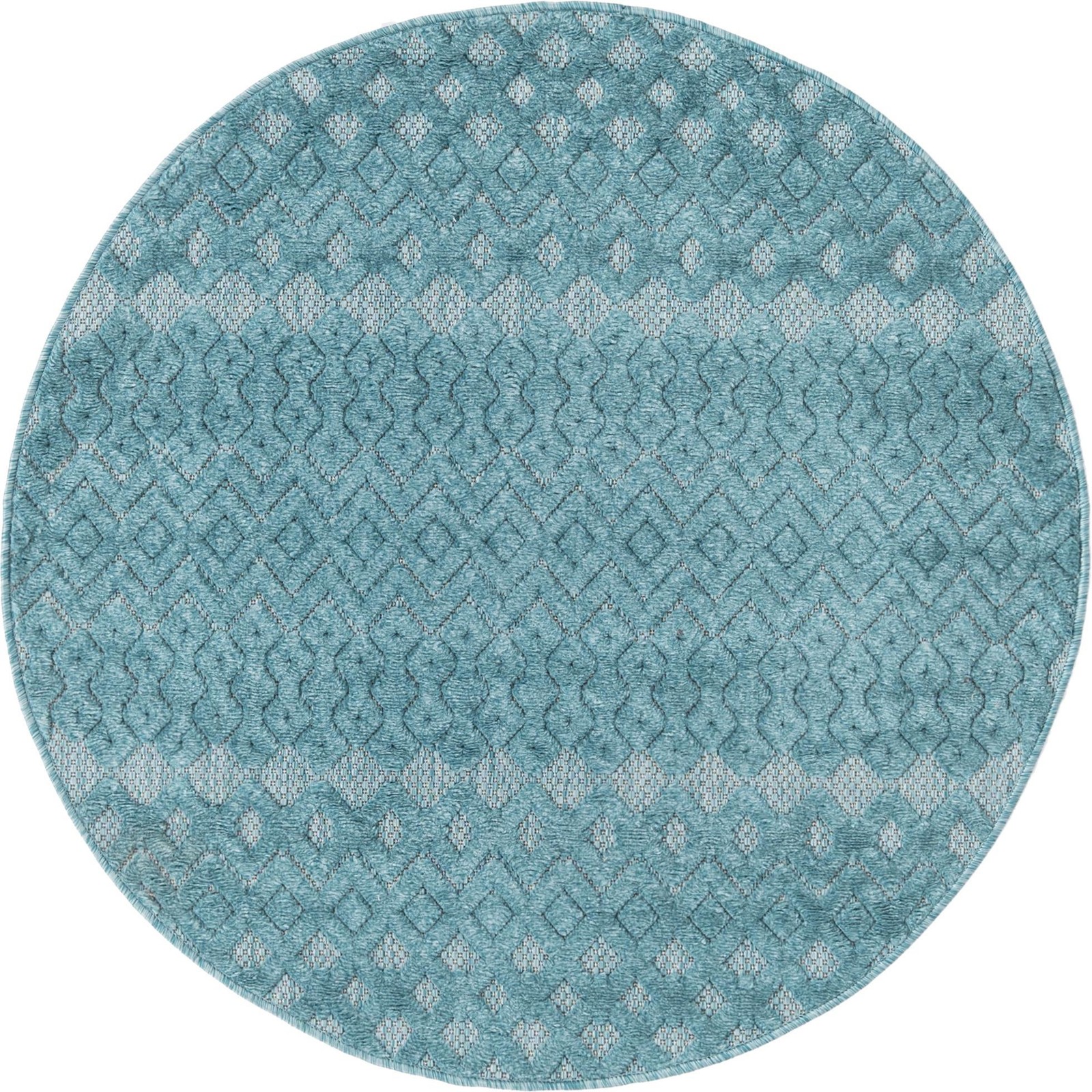 4' x 4' Creed · Geometric lattice Outdoor Rug, aqua blue