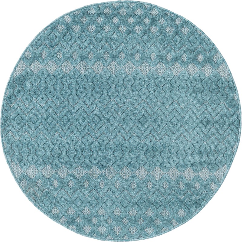 Creed · Geometric lattice Outdoor Rug, aqua blue