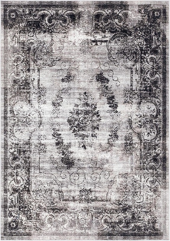 Stoner · Distressed medallion rug, gray and ivory