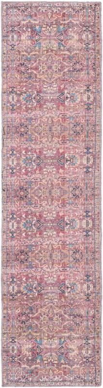 2' x 8' Gaskell · Border Washable Rug, pink
