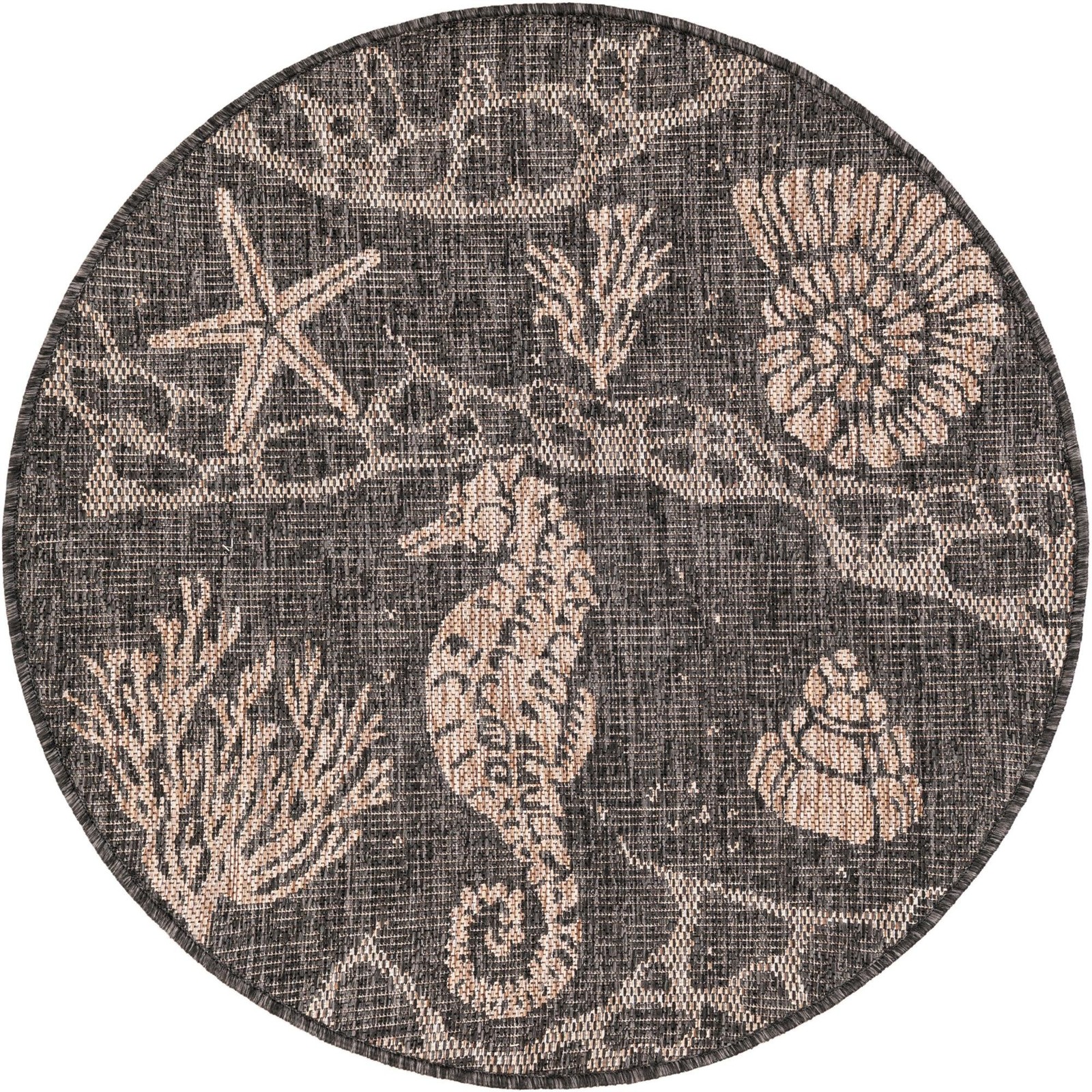 3' x 3' Daly · Pictoral Outdoor Rug, black