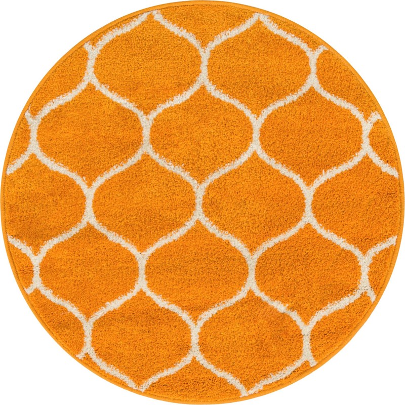 3' x 3' Ingram · Lattice rug, orange and ivory