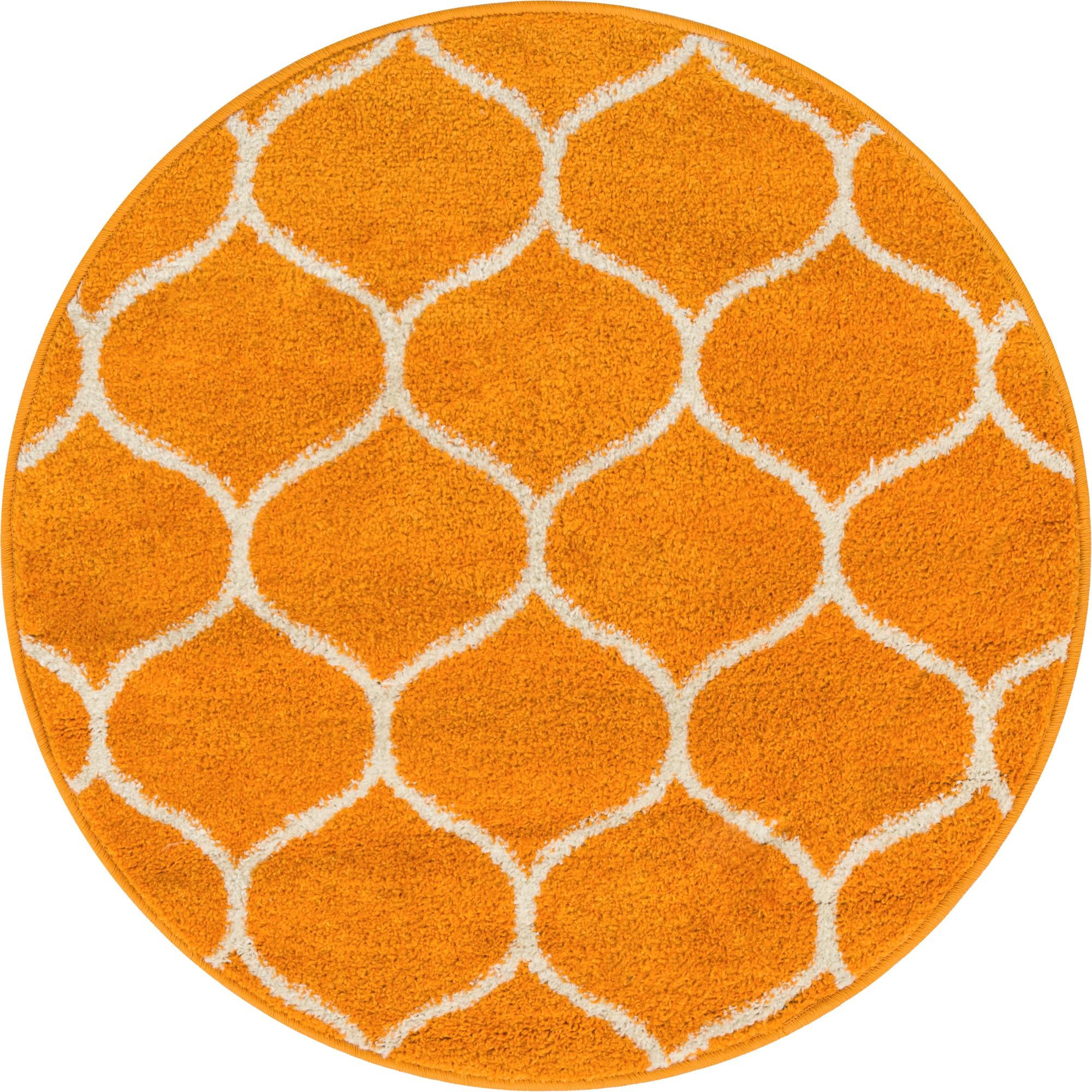 3' x 3' Ingram · Lattice rug, orange and ivory