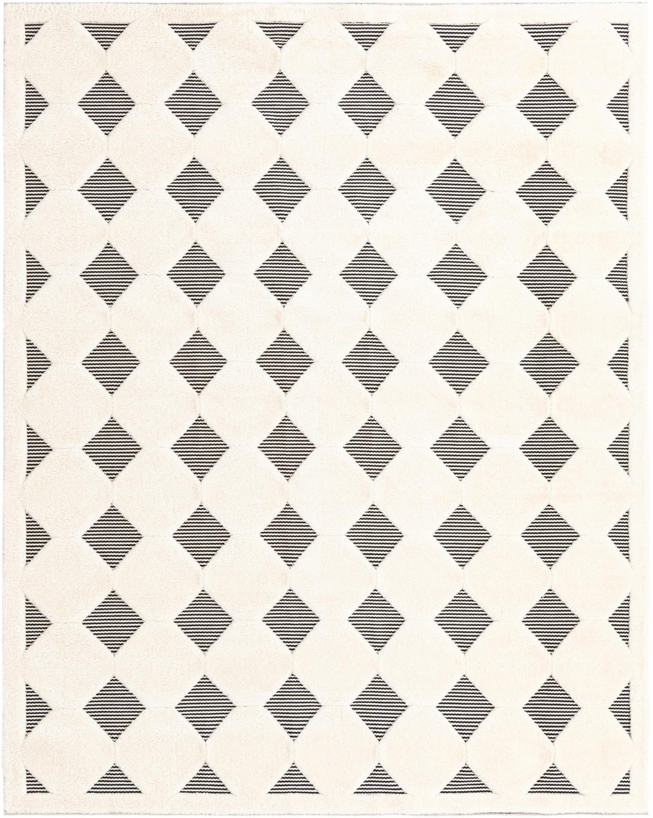 7' 10 x 10' Snowmass · Diamond rug, black and white