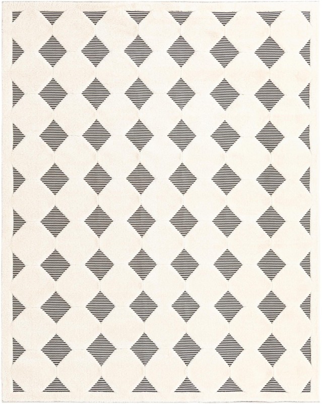 7' 10 x 10' Snowmass · Diamond rug, black and white