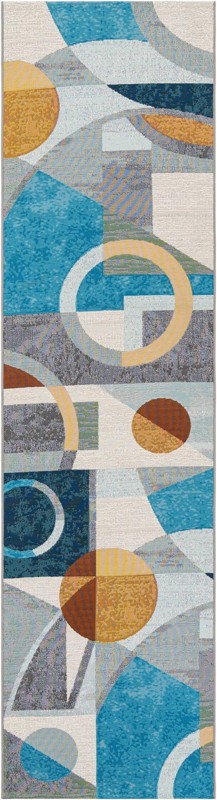 2' 7 x 10' Lomax · Abstract geometric Outdoor Rug, blue and multicolor