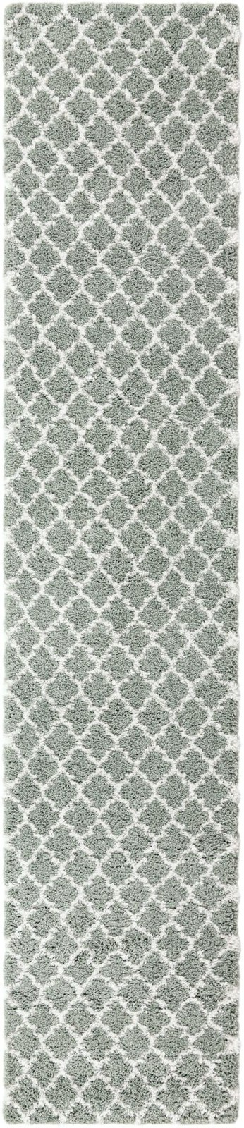 3' 3 x 16' 5 Jameson · Trellis Shag Rug, cyan and ivory