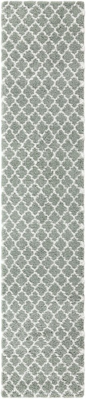 Jameson · Trellis Shag Rug, cyan and ivory