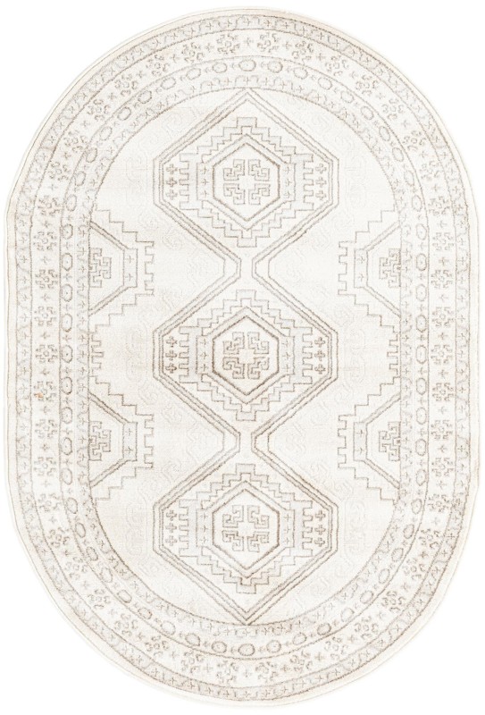 Harmon · Geometric diamond rug, ivory and brown