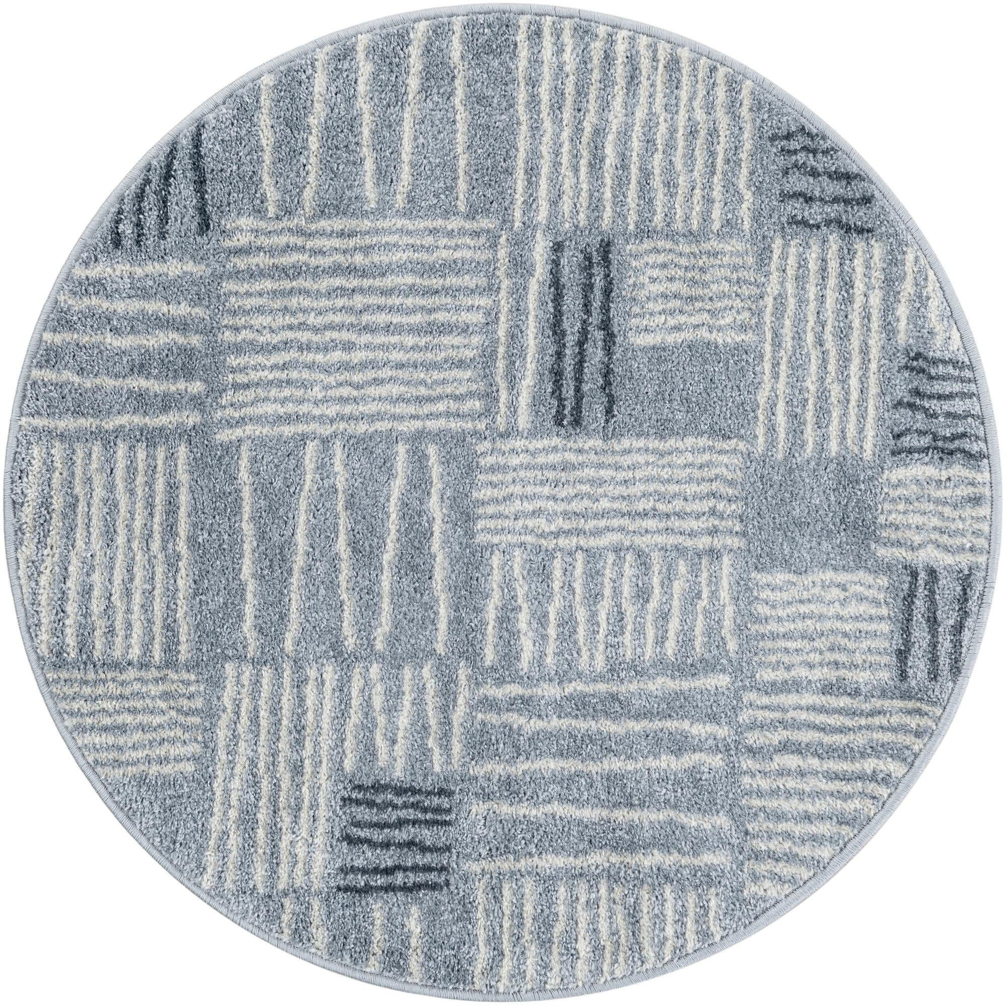 3' x 3' Snowberry · Abstract rug, light blue