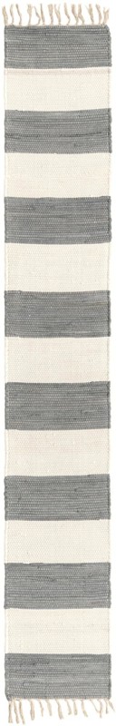 1' 2 x 8' Flagstaff · Striped Chindi Rug, gray