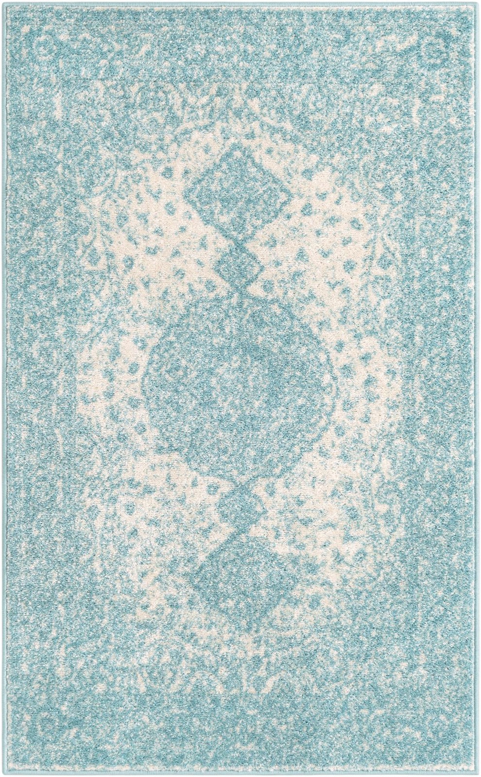 3' x 5' 3 Eudora · Border rug, aqua