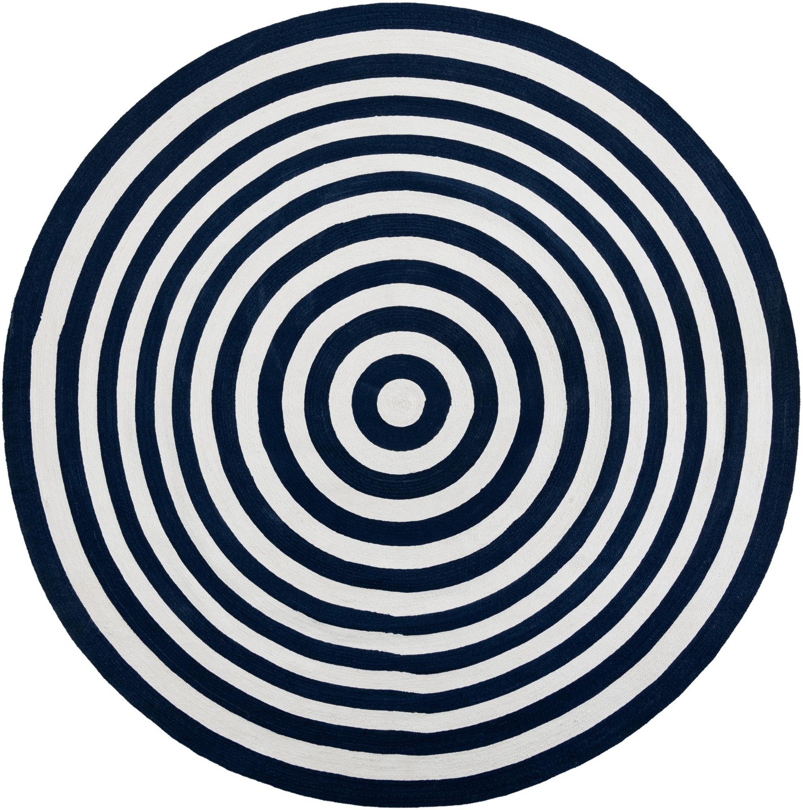 10' x 10' Dennison · Geometric border Washable Outdoor Rug, navy and white