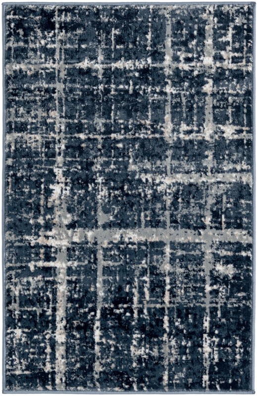 2' x 3' Maplewood · Abstract plaid rug, navy and beige