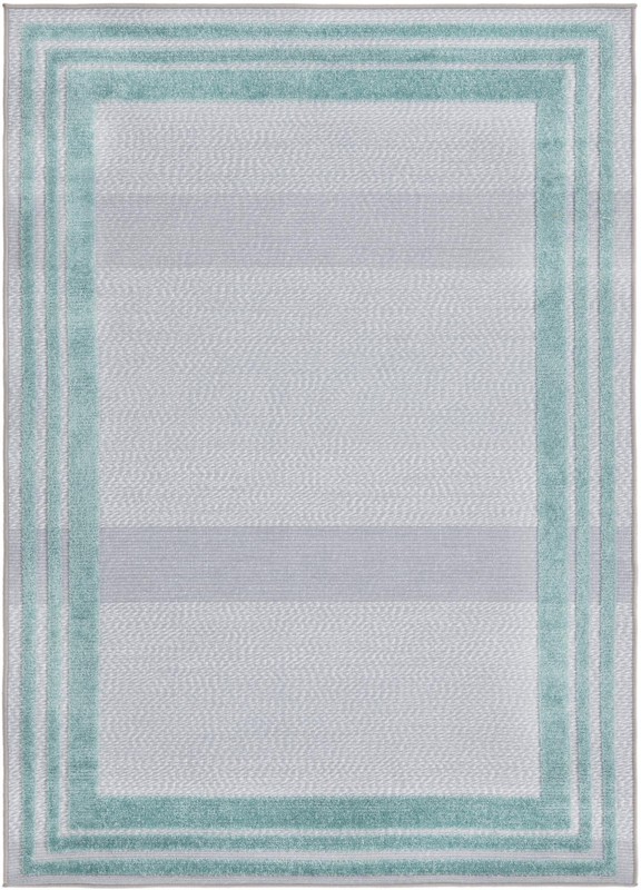 4' x 6' Walnut · Border Outdoor Rug, gray and teal