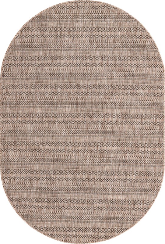 Merlin · Geometric striped Outdoor Rug, natural and black