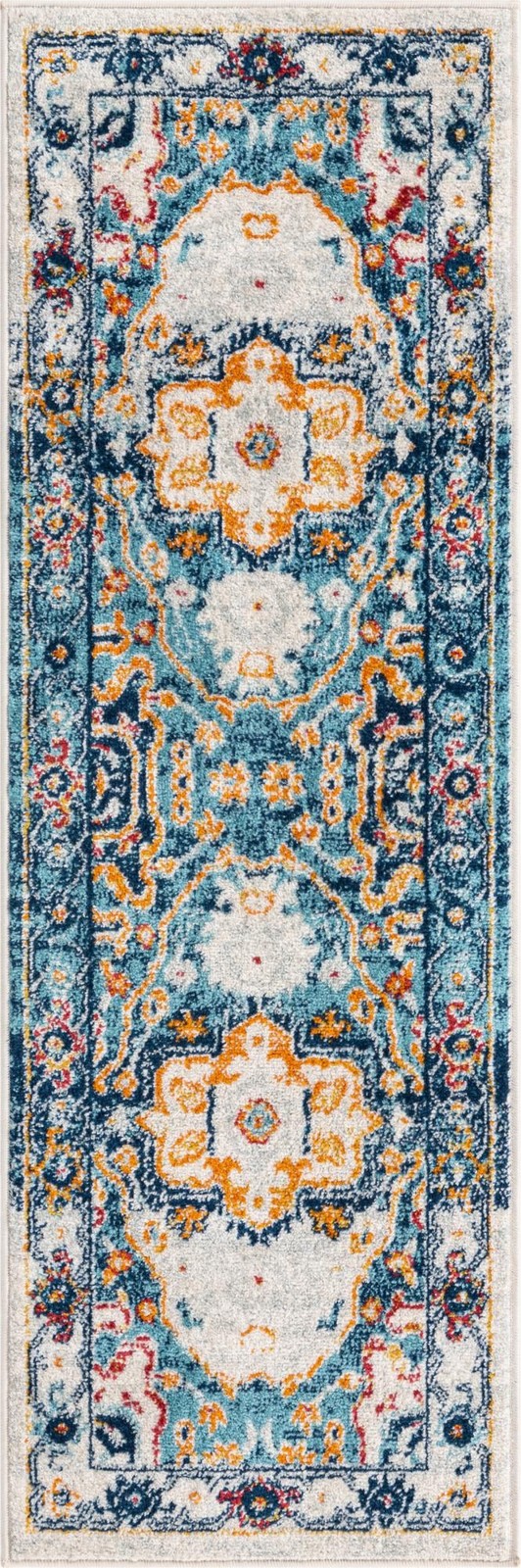 2' x 6' Pierce · Border rug, teal